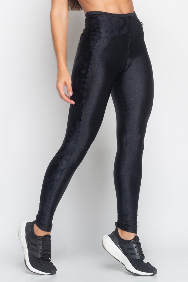 CALÇA LEGGING PRETA COM TEXTURA ACTIVE