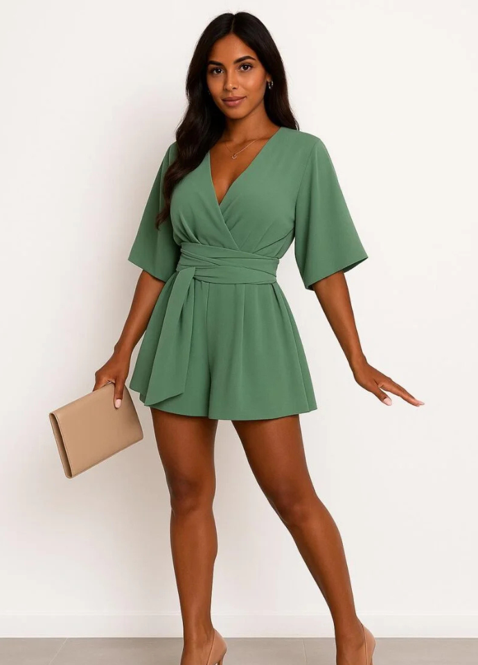 Macacão Casual com decote em V